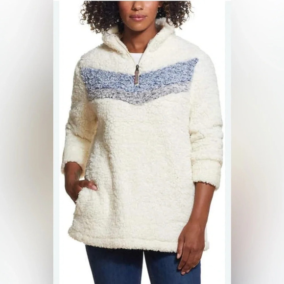 Weatherproof Women Fleece Fluffy Sweater Sweatshirt Pullover Long Sleeve White S - Picture 1 of 13